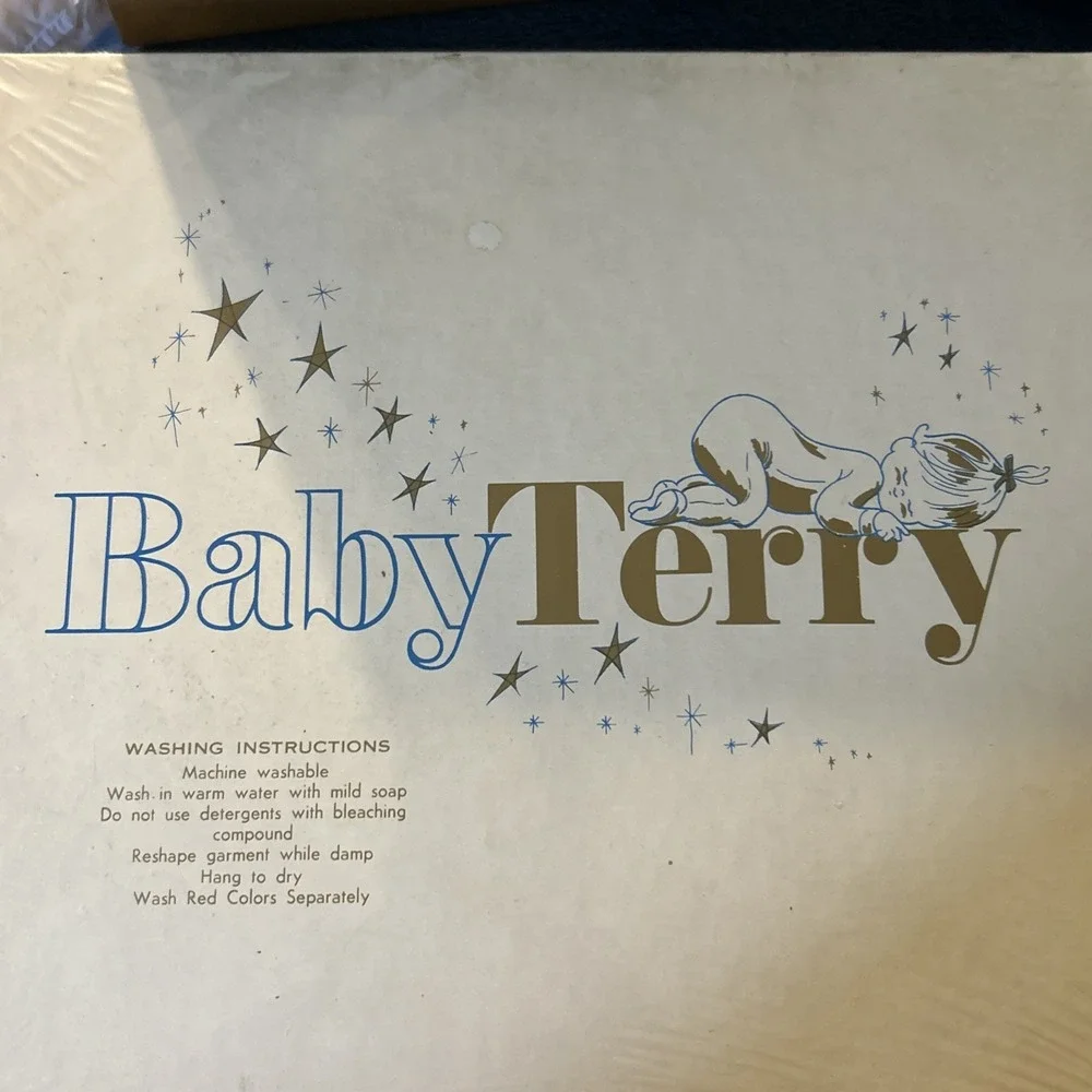 Vtg Baby Terry Bath Set Yellow White Towel Washcloth Bib Toy 100% Cotton USA